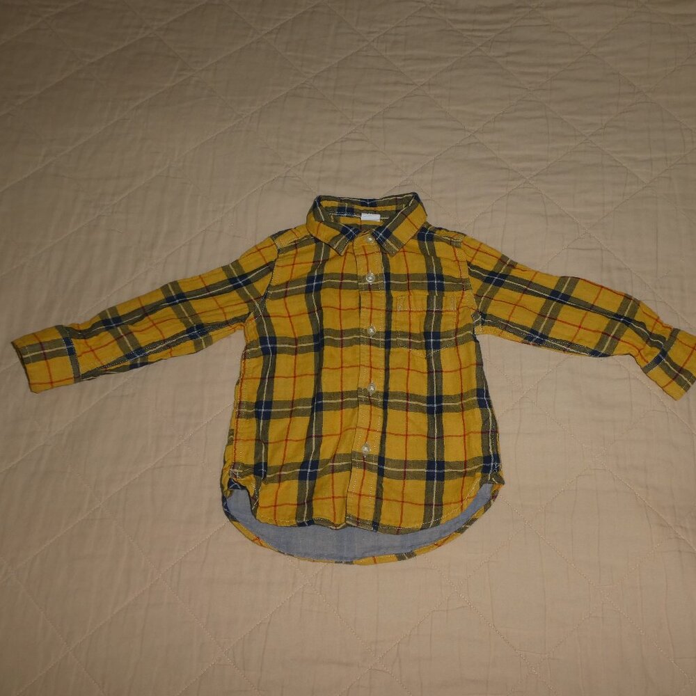 GAP Black & White Checkered Flannel Button Down Baby Toddler Boys SIZE 2T